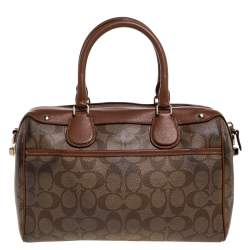 Coach Beige/Tan Signature Coated Canvas and Leather Small Bennett Satchel