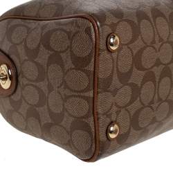Coach Beige/Tan Signature Coated Canvas and Leather Small Bennett Satchel