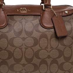 Coach Beige/Tan Signature Coated Canvas and Leather Small Bennett Satchel