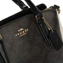 Coach Tri Cololr Signature Coated Canvas and Leather Mini Christie Carryall Bag