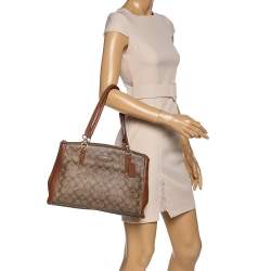 Coach Beige Signature Coated Canvas Christie Carryall Satchel