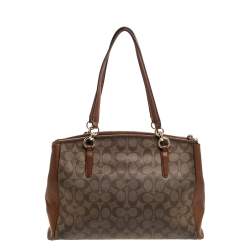 Coach Beige Signature Coated Canvas Christie Carryall Satchel