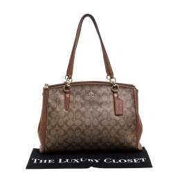 Coach Beige Signature Coated Canvas Christie Carryall Satchel
