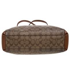 Coach Beige Signature Coated Canvas Christie Carryall Satchel