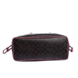 Coach Brown/Pink Signature Coated Canvas and Leather Carryall Drawstring Bag