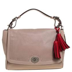 مملوكة مسبقًا Coach Blush Pink Perforated Leather Legacy Romy Top Handle Bag w/ Wallet