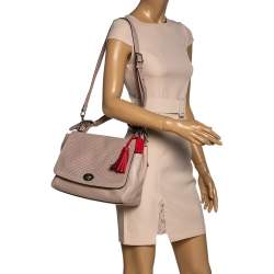 مملوكة مسبقًا Coach Blush Pink Perforated Leather Legacy Romy Top Handle Bag w/ Wallet