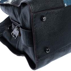 Coach Black/Blue Leather and Denim Patchwork Tote 
