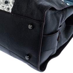 Coach Black/Blue Leather and Denim Patchwork Tote 