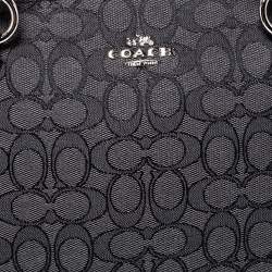 Pre Owned Coach Grey/Black Canvas and Leather Small Kelsey Tote 