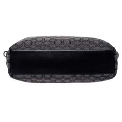 Pre Owned Coach Grey/Black Canvas and Leather Small Kelsey Tote 