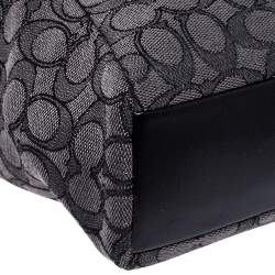 Pre Owned Coach Grey/Black Canvas and Leather Small Kelsey Tote 