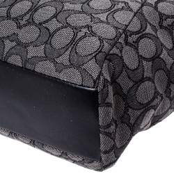 Pre Owned Coach Grey/Black Canvas and Leather Small Kelsey Tote 