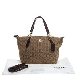 Coach Beige/Brown Canvas and Leather Small Kelsey Top Handle bag