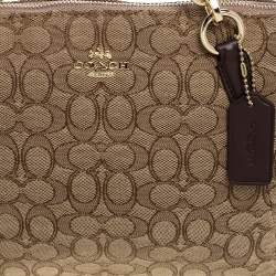 Coach Beige/Brown Canvas and Leather Small Kelsey Top Handle bag