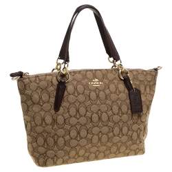 Coach Beige/Brown Canvas and Leather Small Kelsey Top Handle bag