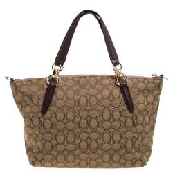 Coach Beige/Brown Canvas and Leather Small Kelsey Top Handle bag