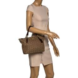 Coach Beige/Brown Canvas and Leather Small Kelsey Top Handle bag