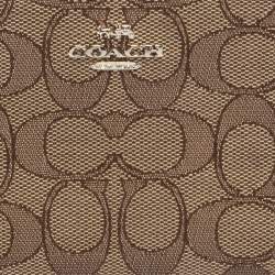 Coach Beige/Brown Signature Canvas and Leather Zip Around Wallet