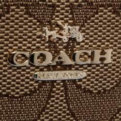 Coach Beige/Brown Signature Canvas and Leather Zip Around Wallet