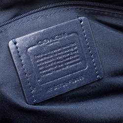 Pre Owned Coach Navy Blue/White Leather Mini Sierra Satchel