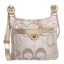 Coach Beige Signature Canvas and Leather Crossbody Bag