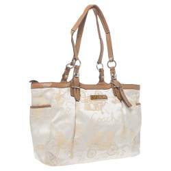 Coach Beige/Tan Horse and Carriage Canvas and Leather Bag