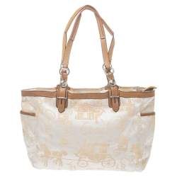 Coach Beige/Tan Horse and Carriage Canvas and Leather Bag