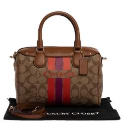 Coach Brown Signature Coated Canvas and Leather Mini Bennett Satchel