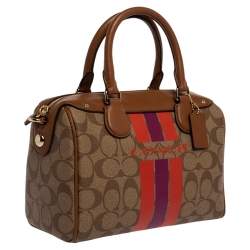 Coach Brown Signature Coated Canvas and Leather Mini Bennett Satchel