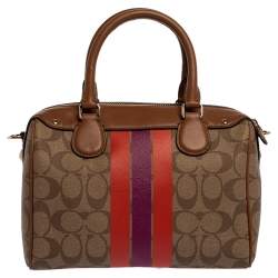 Coach Brown Signature Coated Canvas and Leather Mini Bennett Satchel