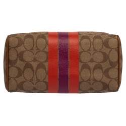 Coach Brown Signature Coated Canvas and Leather Mini Bennett Satchel