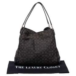 Pre Owned Coach Black Signature Canvas and Leather Edie Hobo