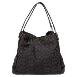 Pre Owned Coach Black Signature Canvas and Leather Edie Hobo