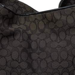 Pre Owned Coach Black Signature Canvas and Leather Edie Hobo