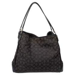 Pre Owned Coach Black Signature Canvas and Leather Edie Hobo