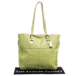 Coach Light Green Leather East West Gallery Tote