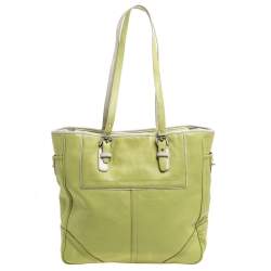 Coach Light Green Leather East West Gallery Tote