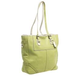 Coach Light Green Leather East West Gallery Tote