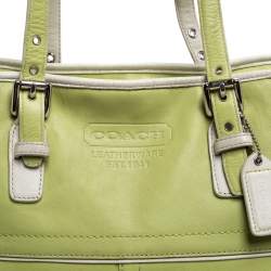 Coach Light Green Leather East West Gallery Tote