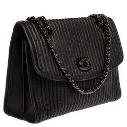 Pre Owned Coach Black Leather Parker Studded 18 Mauve Shoulder Bag