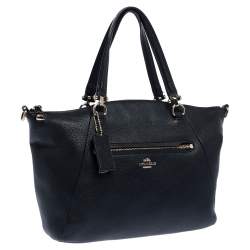 Pre Owned Coach Black Pebbled Leather Prairie Satchel