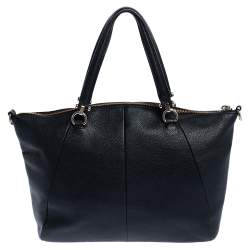 Pre Owned Coach Black Pebbled Leather Prairie Satchel