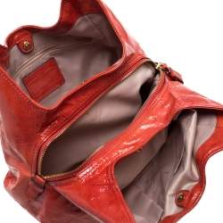 Pre Owned Coach Orange Patent Leather Maggie Shoulder Bag