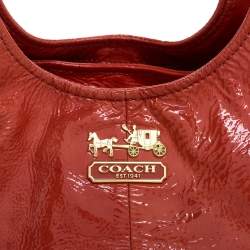 Pre Owned Coach Orange Patent Leather Maggie Shoulder Bag