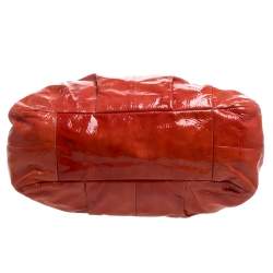 Pre Owned Coach Orange Patent Leather Maggie Shoulder Bag