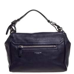 Pre Owned Coach Purple Leather Legacy Romy Top Handle Bag