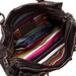 Pre Owned Coach Metallic Dark Brown Leather Garcia Legacy Satchel