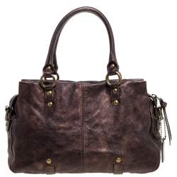 Pre Owned Coach Metallic Dark Brown Leather Garcia Legacy Satchel