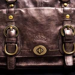 Pre Owned Coach Metallic Dark Brown Leather Garcia Legacy Satchel